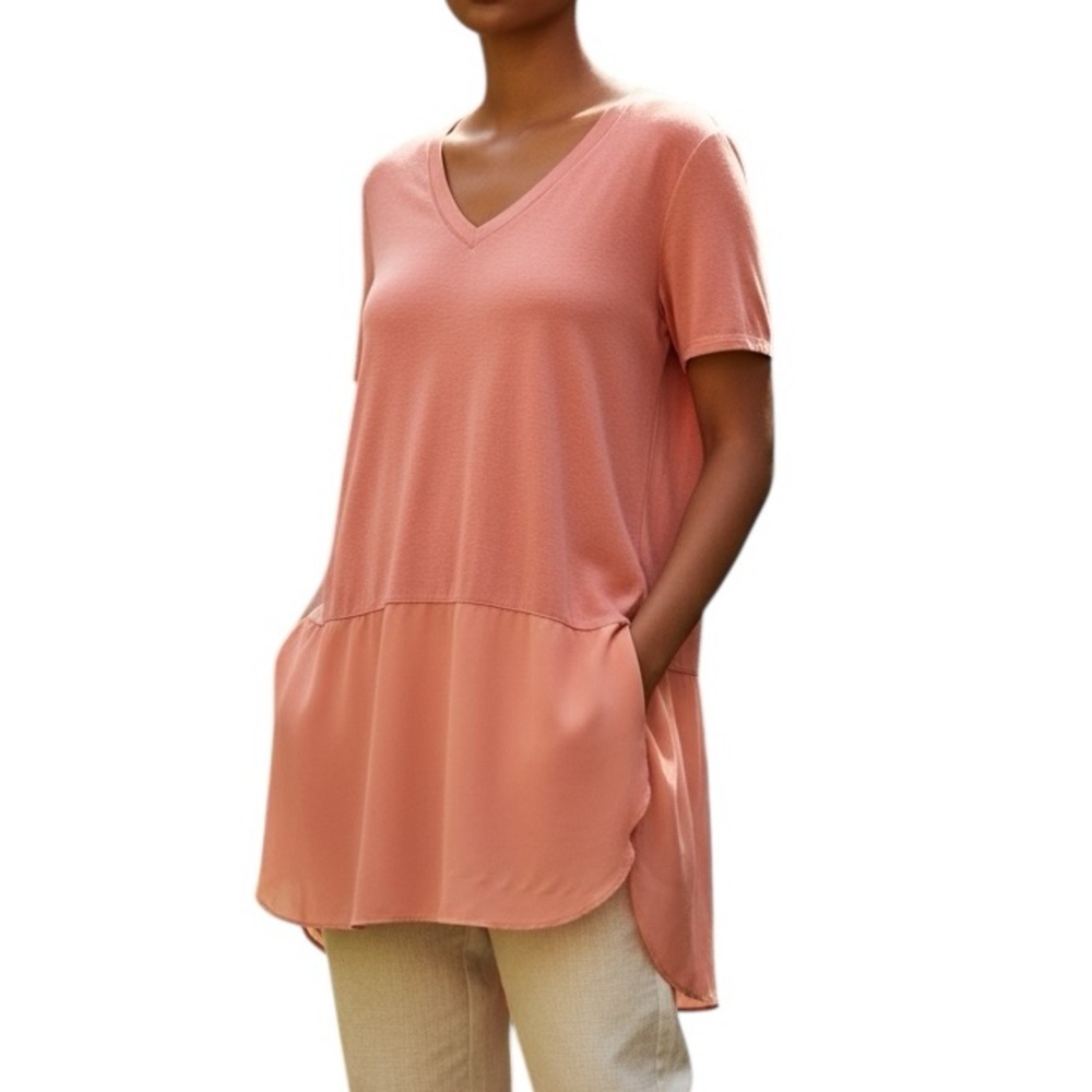 PREMISE Top Tunic NEW Blouse T-Shirt Size Small V-neck Short Sleeves
